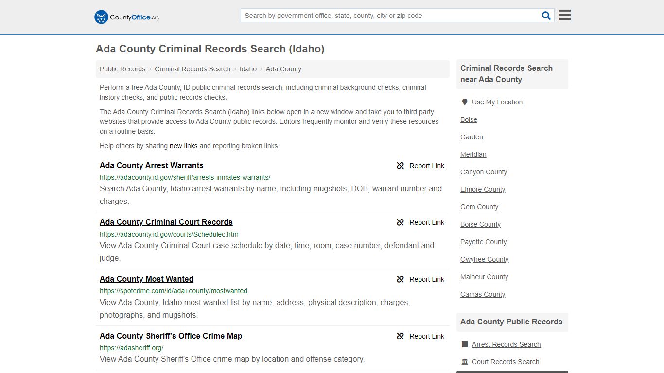 Ada County Criminal Records Search (Idaho) - County Office
